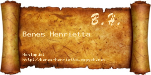 Benes Henrietta névjegykártya
